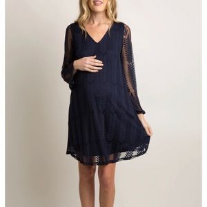 Small Navy Long Sleeve Short Maternity Dress